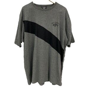 Vtg Y2K Polo Jeans Ralph Lauren Varsity Stripe Cotton T Shirt XL Gray Collegiate